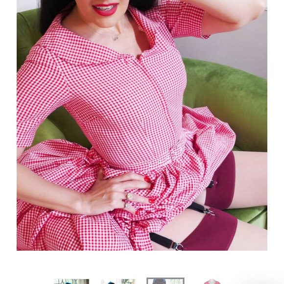 New Bernie Dexter Maxine Dress Red and Wht Gingham - Picture 5 of 5